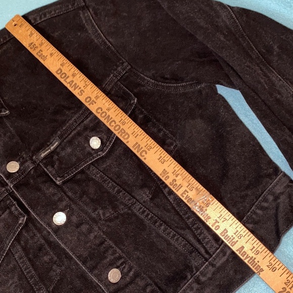 GUESS JEANS jacket black button up 2 chest pockets button cuffs vintage size M - Picture 7 of 13